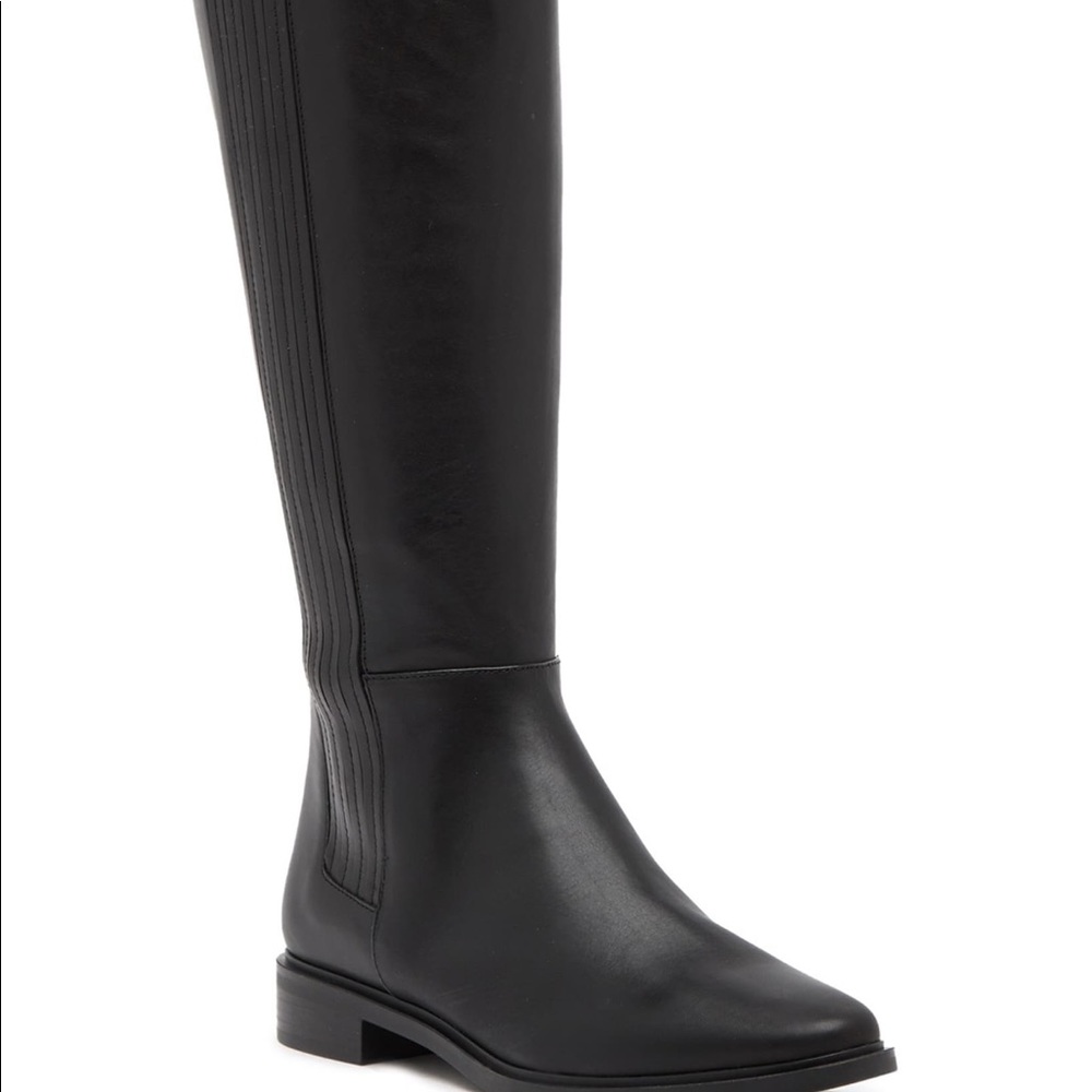 Calvin Klein “Finley”Tall Leather Wide Calf Boots